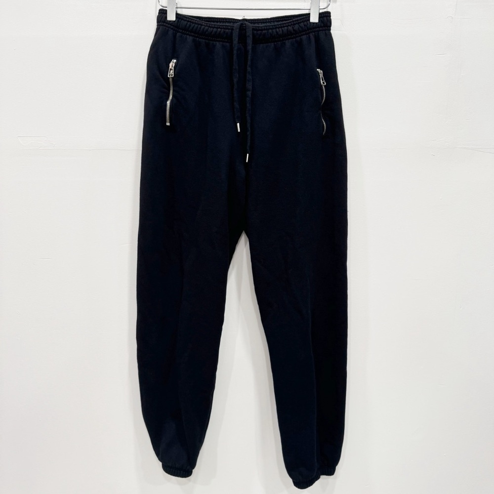 Anthropologie Sundry Zipper Detail Black Jogger Sweatpants Small Size 1
